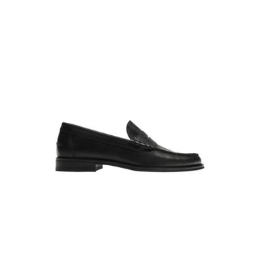 Zara LEATHER PENNY LOAFERS - Black