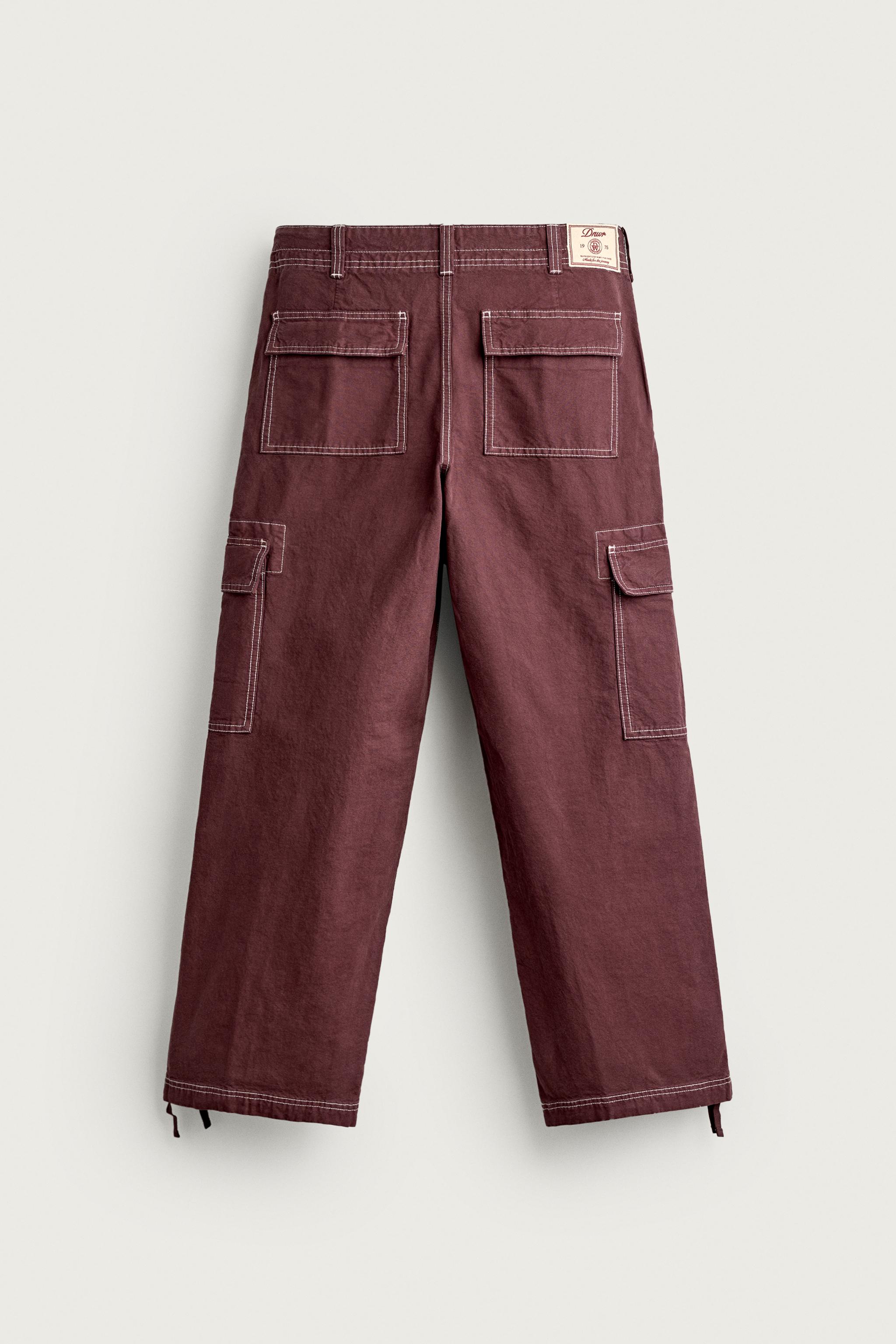 Zara DEKORATİF DİKİŞLİ RELAXED FIT KARGO PANTOLON görsel 7