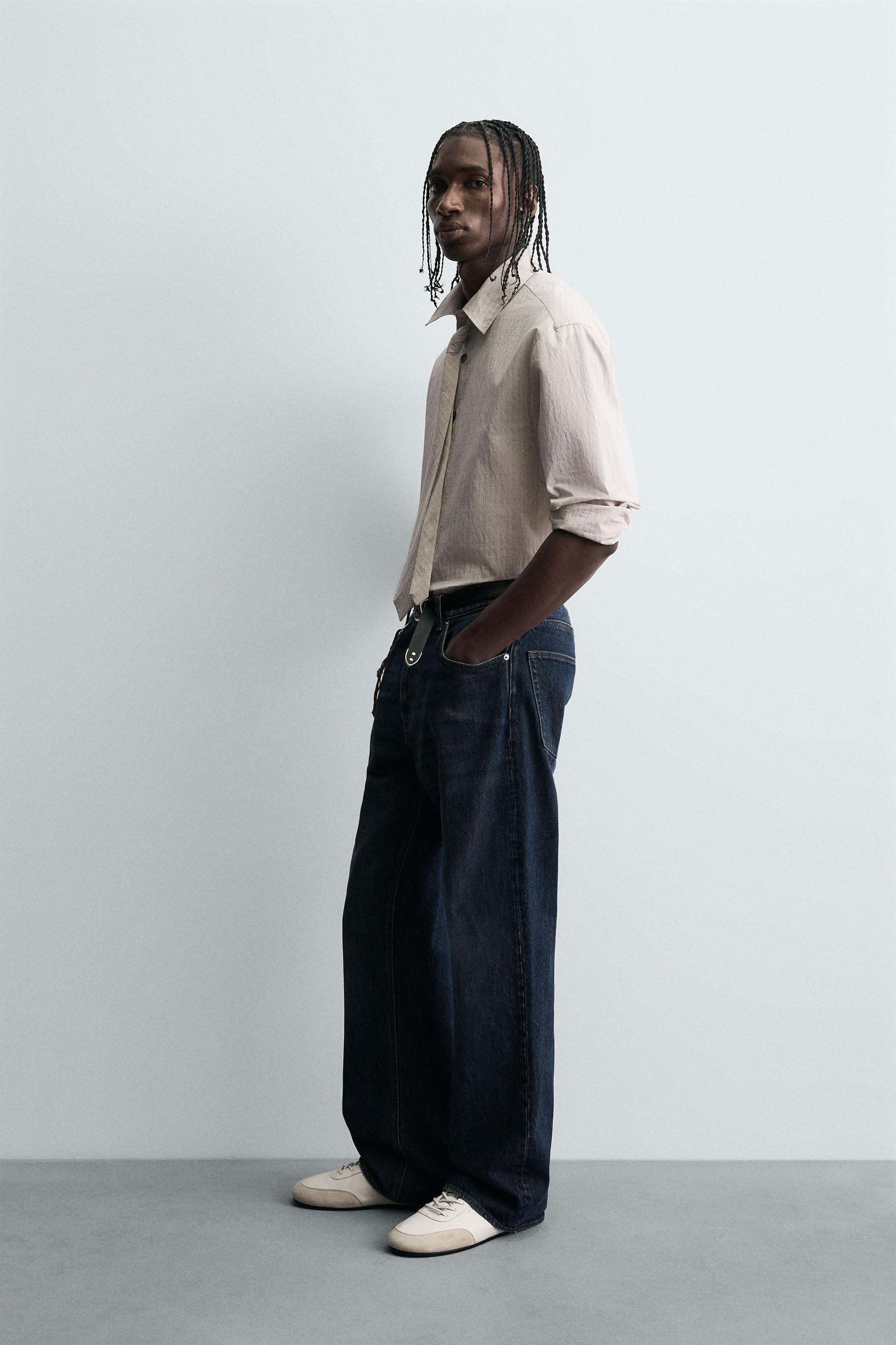 ストライプ柄タイ付きシャツ - サンド | ZARA Japan / 日本