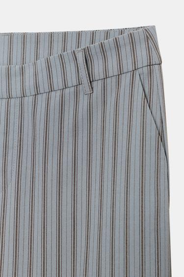 PINSTRIPED FLARE TROUSERS - Blue / Grey by Zara - Image 6