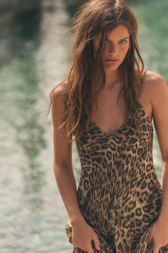 long animal print dress zara ZARA Size XS, S, M RUFFLED LONG ANIMAL ZEBRA PRINT DRESS