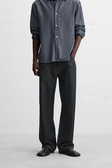 COTTON - HEMP STRAIGHT-LEG JEANS - Blue by Zara