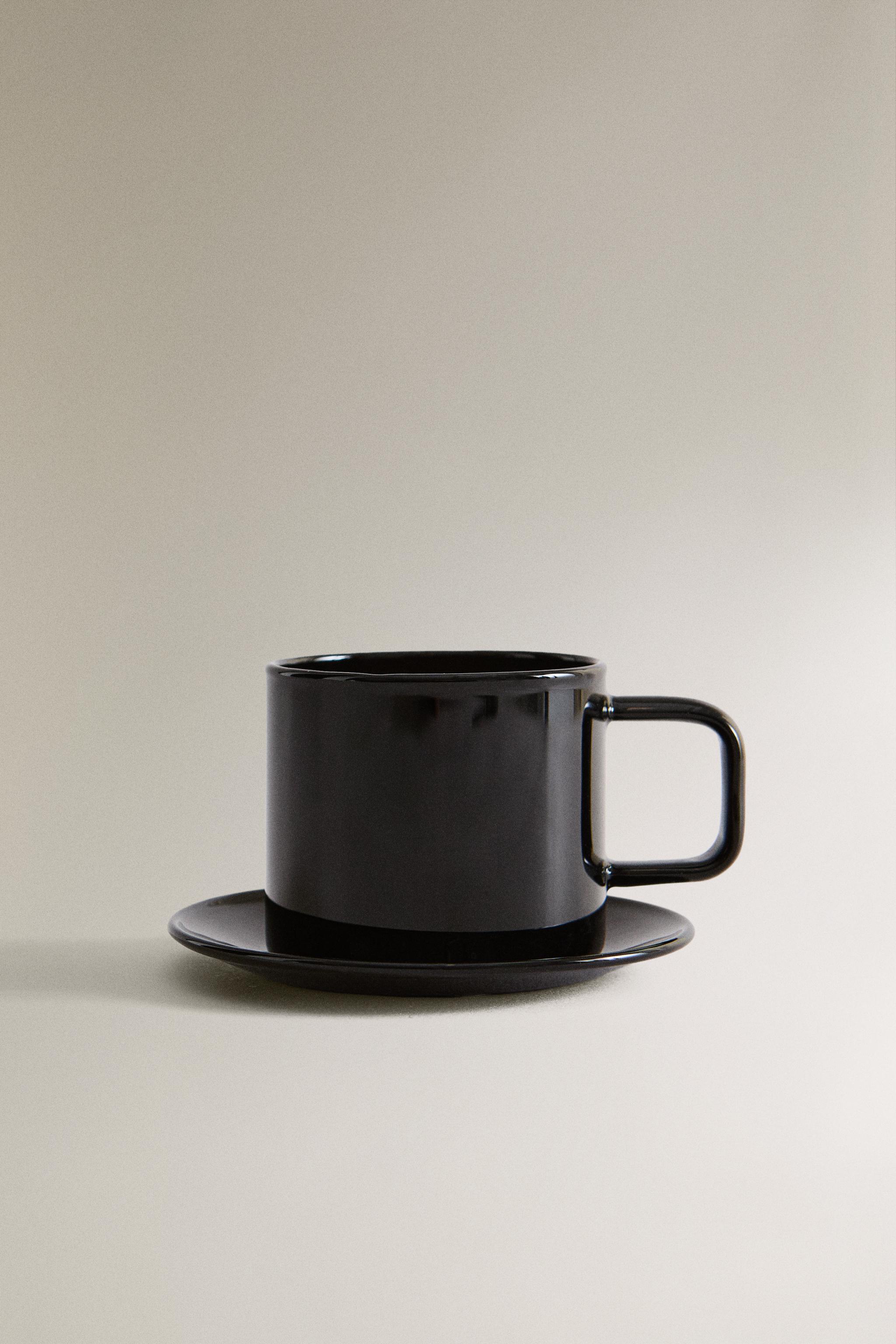 BOROSILICATE GLASS MUG AND SAUCER - Black | ZARA United States