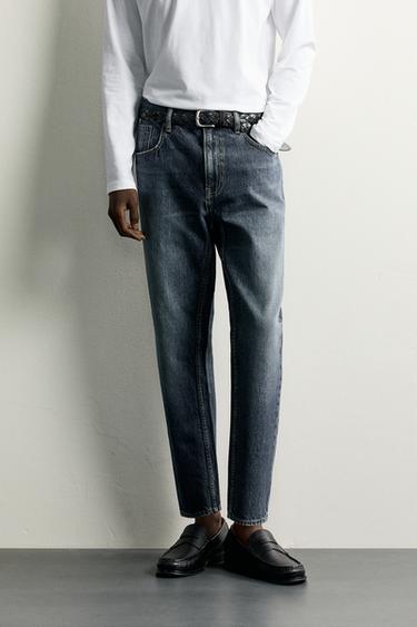 JEAN SLIM CROPPED - Bleu marine de Zara