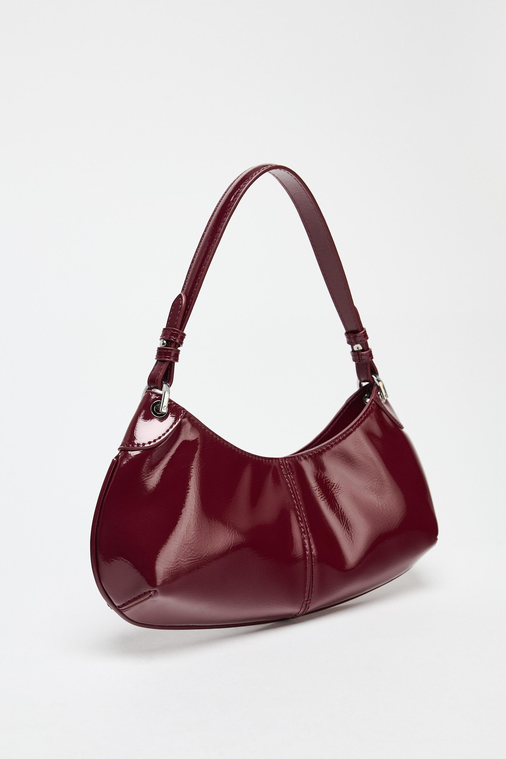 フェイクパテントレザーショルダーバッグ - レッド | ZARA Japan フェイクパテントレザーショルダーバッグ - レッド | ZARA Japan