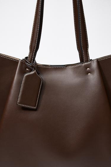 LARGE TOTE BAG - Chocolate by Zara - Image 3