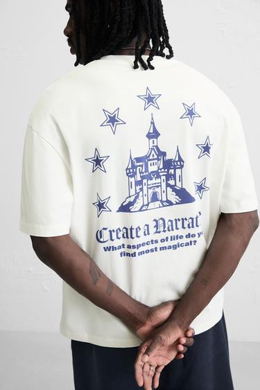 GRAPHIC PRINT T-SHIRT - Oyster-white by Zara - Image 4
