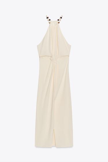 VESTIDO MIDI CUT OUT NUDO - Amarillo de Zara