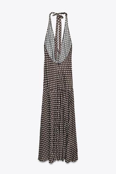 ZW COLLECTION HALTER POLKA DOT DRESS - Brown by Zara - Image 8