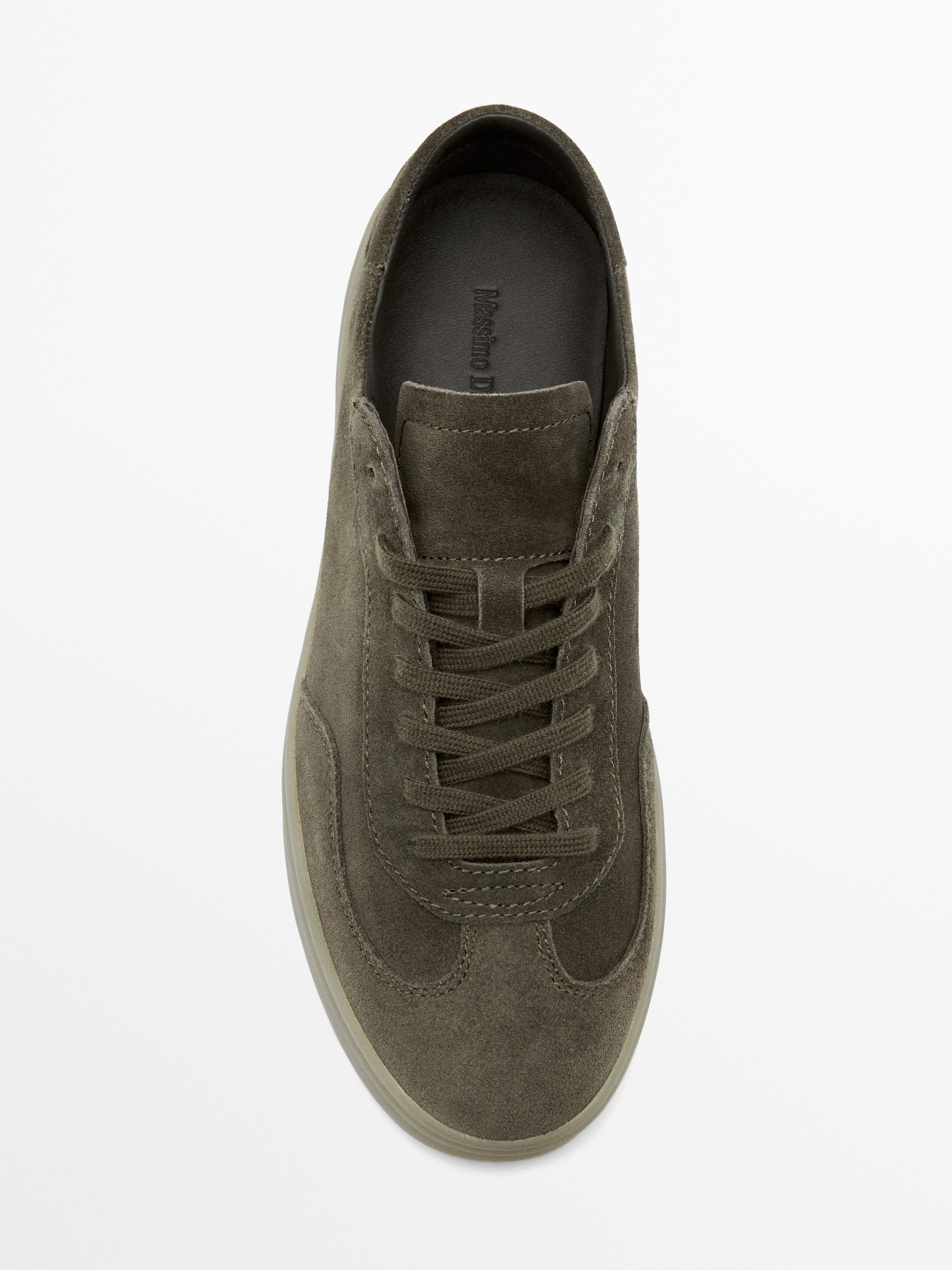 Split suede leather trainers