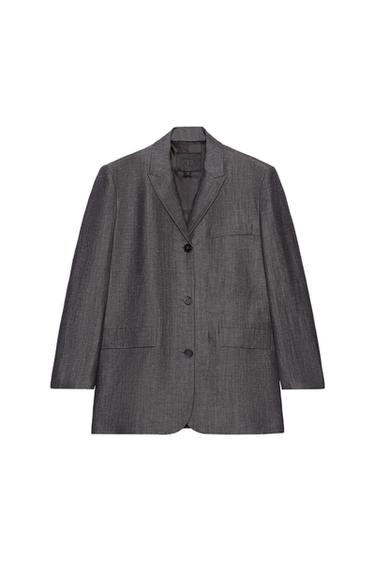 ZW COLLECTION STRAIGHT BLAZER WITH LINEN - Grey by Zara
