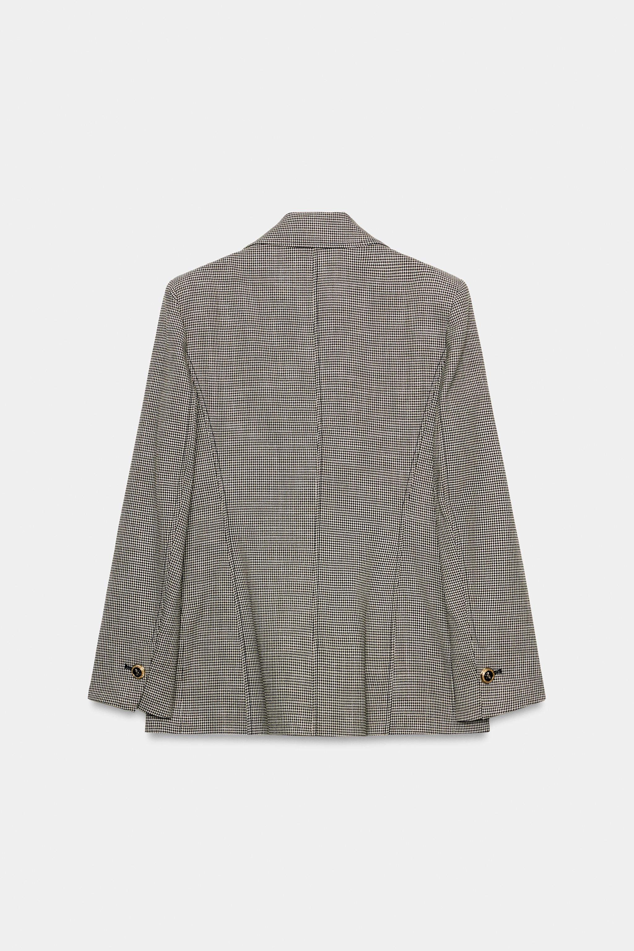ハタ BLAZER PATA DE GALO ACINTURADO CRUZADO - Preto / Cru | ZARA Brasil