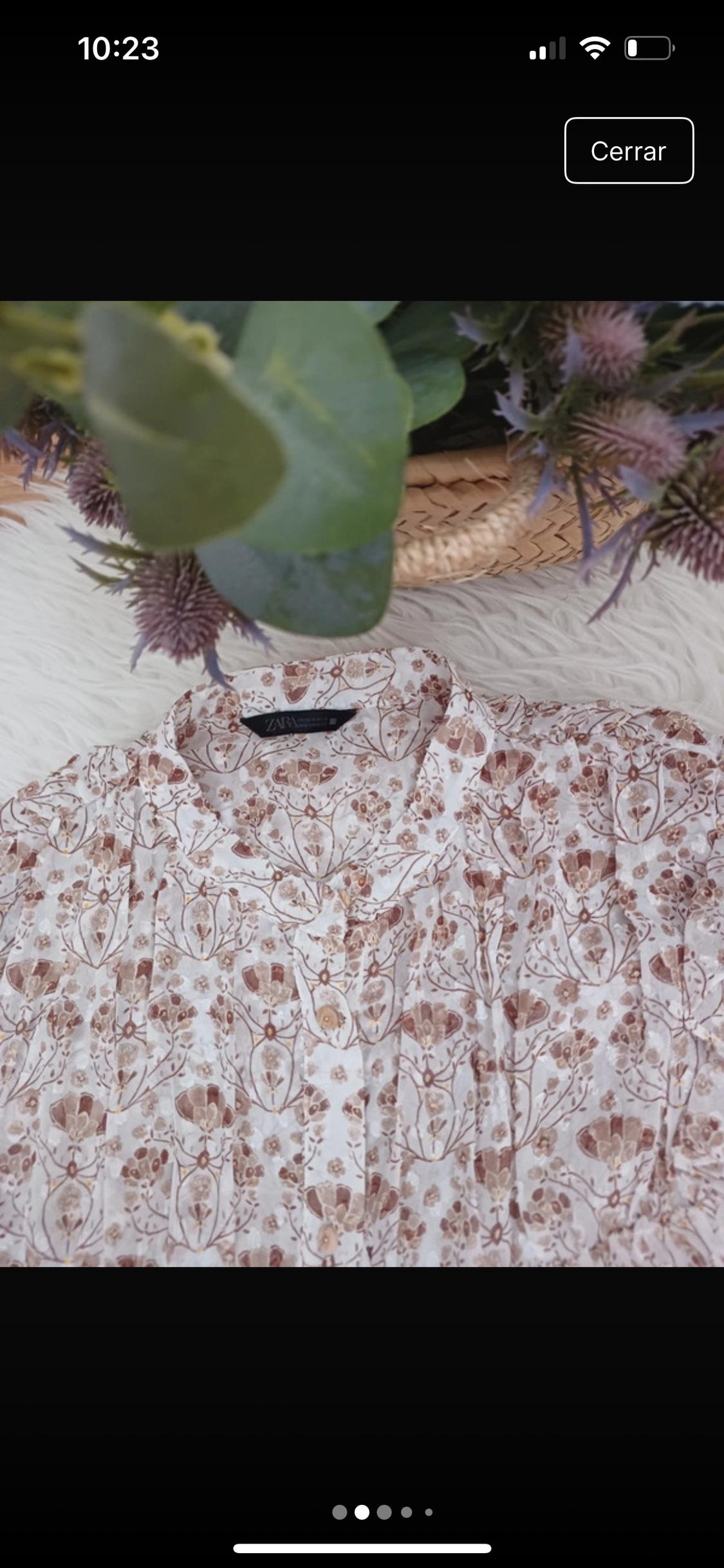 BLUSA BLANCA FLORES MARRÓN - Image 3