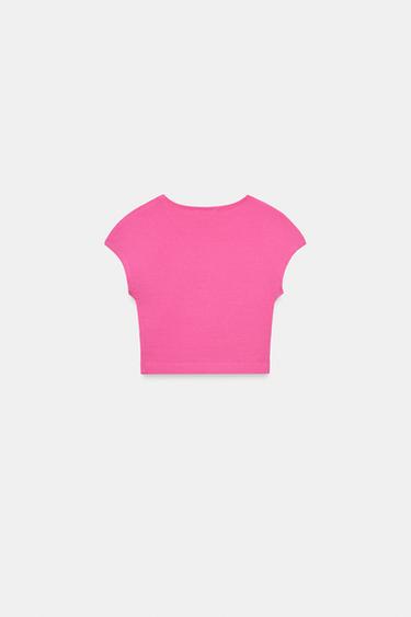 CROPPED SHORT SLEEVE T-SHIRT - Fuchsia by Zara - Image 5