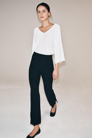 Zara ZW COLLECTION HIGH-WAIST CROPPED PANTS - Black