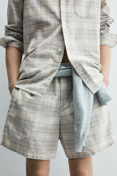 REGULAR FIT CHECK BERMUDA SHORTS - Sky blue by Zara - Image 3