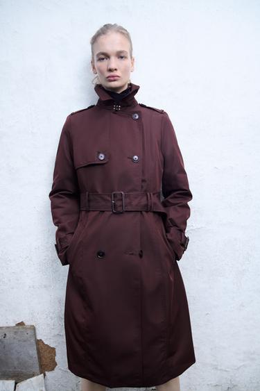 ZW COLLECTION WATER-REPELLENT TRENCH COAT - Burgundy by Zara