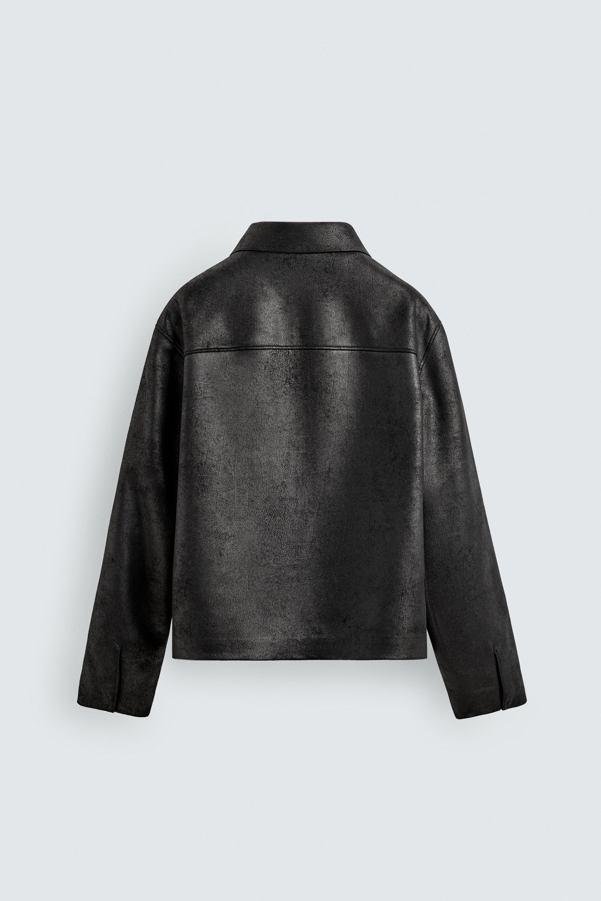 ウォッシュドフェイクレザージャケット - オリーブオイル | ZARA Japan