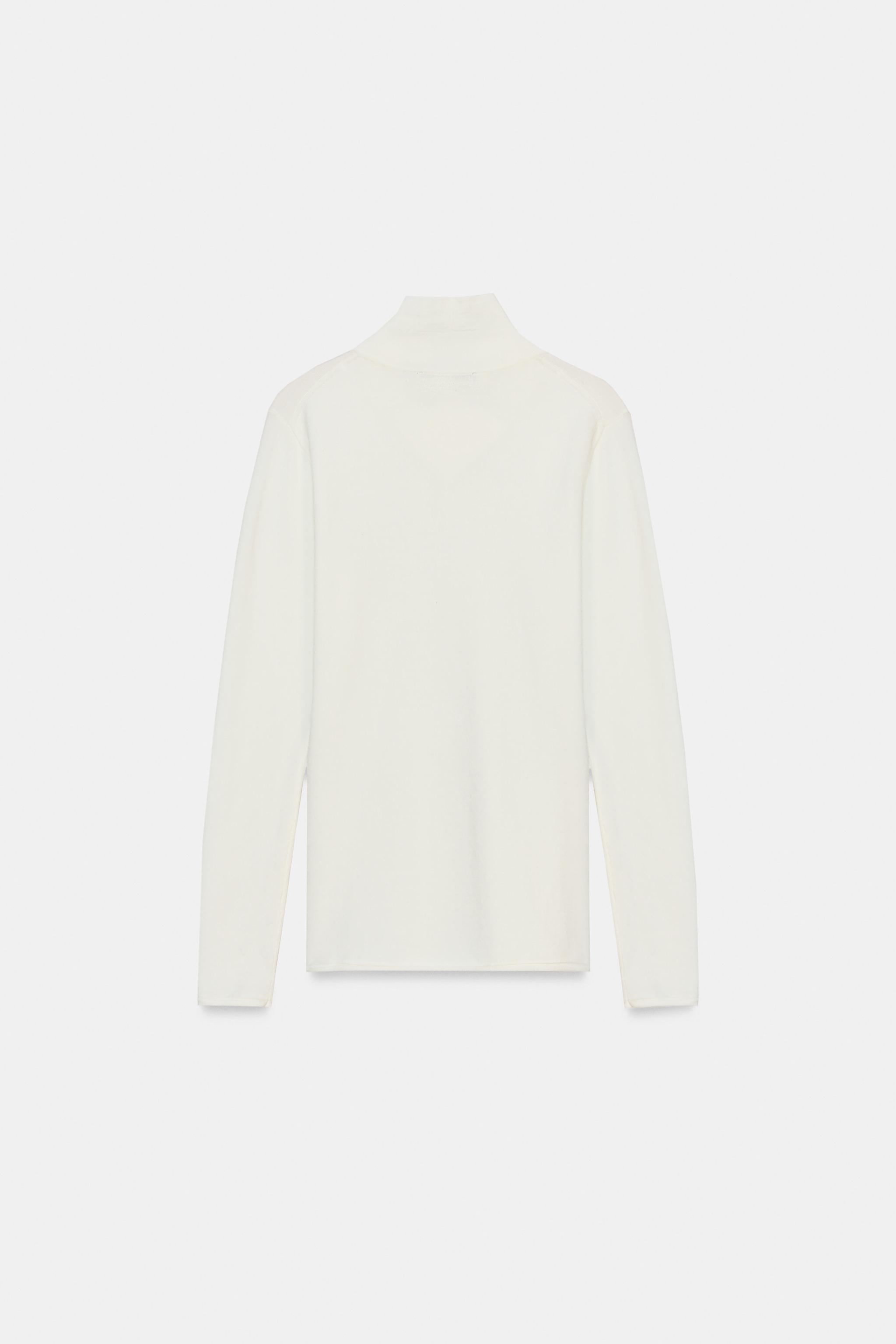 SUÉTER COM LÃ GOLA ALTA CRUZADA - Cru | ZARA Brasil