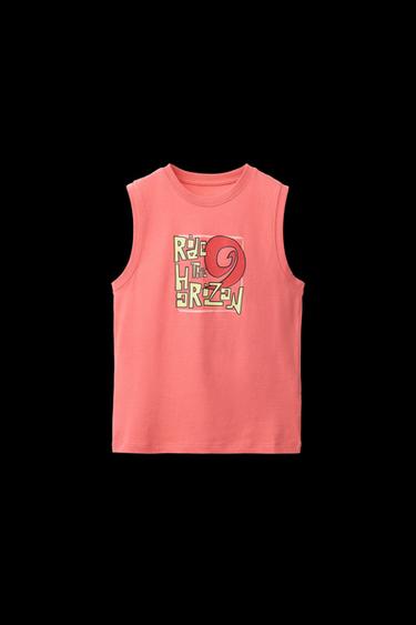 PRINTED SLEEVELESS T-SHIRT - Coral by Zara - Image 0