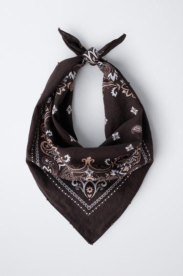 BANDANA CARRÉE IMPRIMÉE - Marron de Zara - Image 3