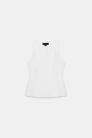 COLETE AJUSTADO COM LINHO - Branco da Zara