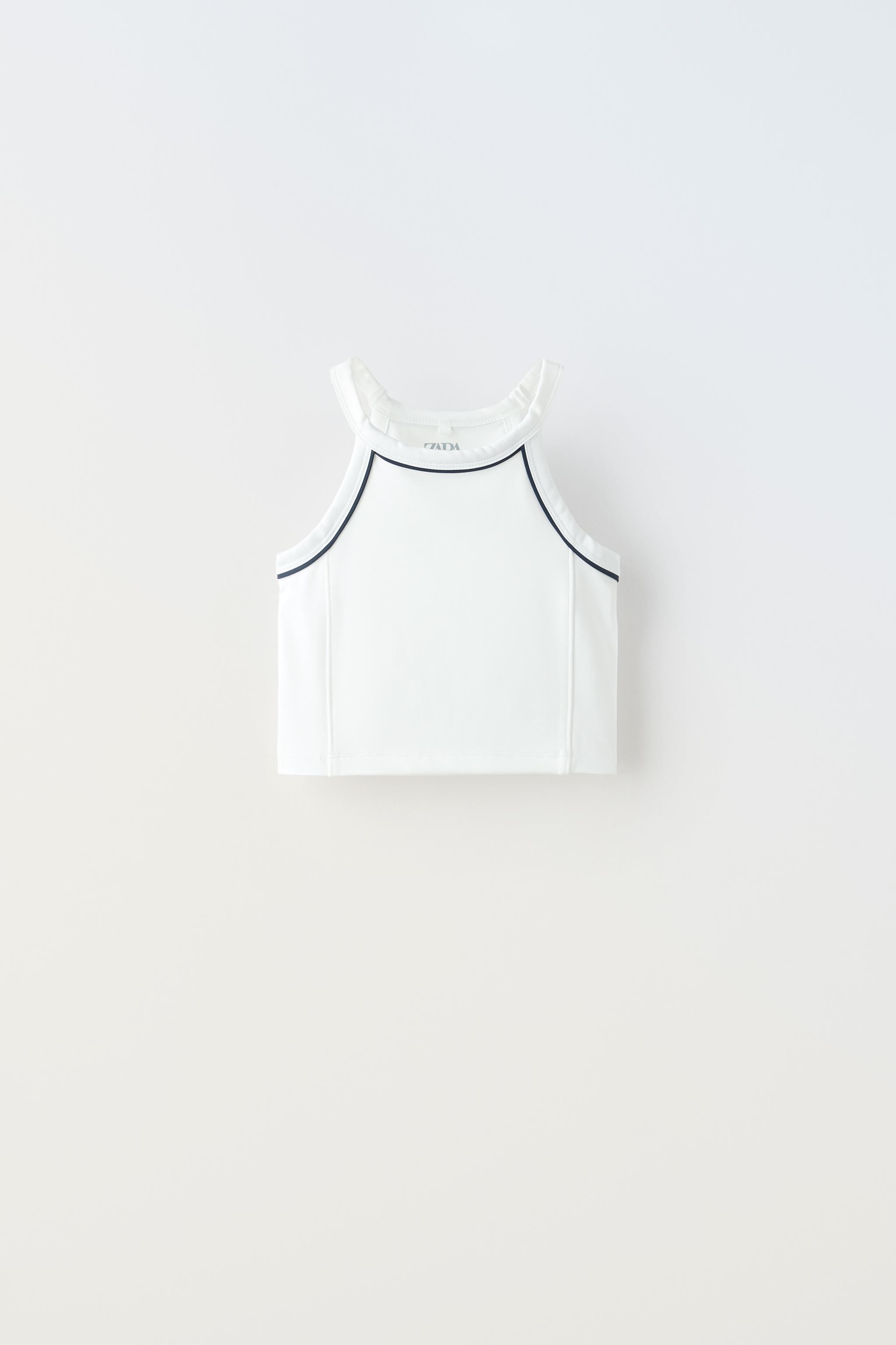 TECHNICAL FABRIC TOP WITH CONTRASTING PIPING - White | ZARA United 