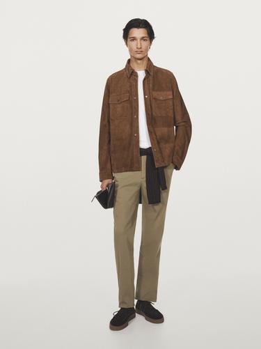 Zara Slim fit textured trousers - taupe brown