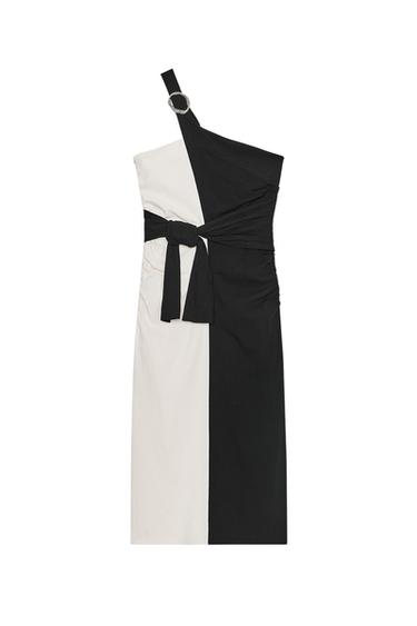 KNOT DETAIL MIDI DRESS - Black / White by Zara - Image 0