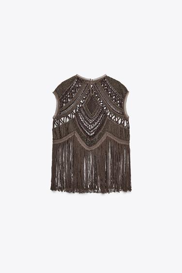 TOP CROCHET FANTAISIE ZW COLLECTION - Marron de Zara - Image 5