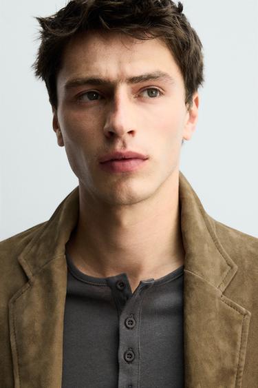 RELAXED FIT SUEDE BLAZER - Olive green by Zara