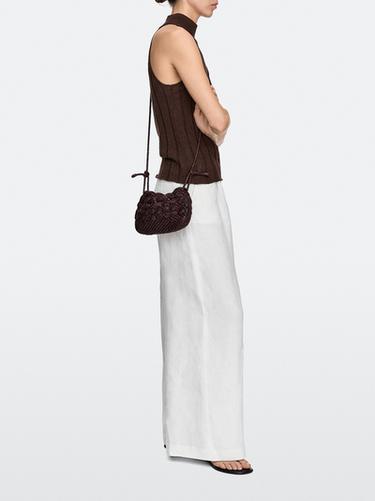 Zara Nappa leather macramé pouch bag - Burgundy - Image 0