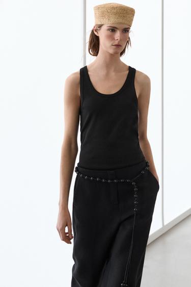 Sleeveless 100% cotton T-shirt — Black 2