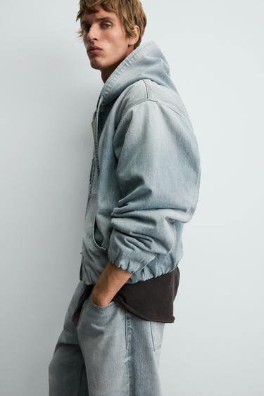 DENIM HOODIE JACKET - Aquamarine by Zara - Image 5