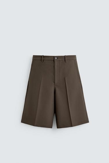 LIMITED EDITION RELAXED FIT BERMUDA SHORTS - Dark green by Zara - Image 0