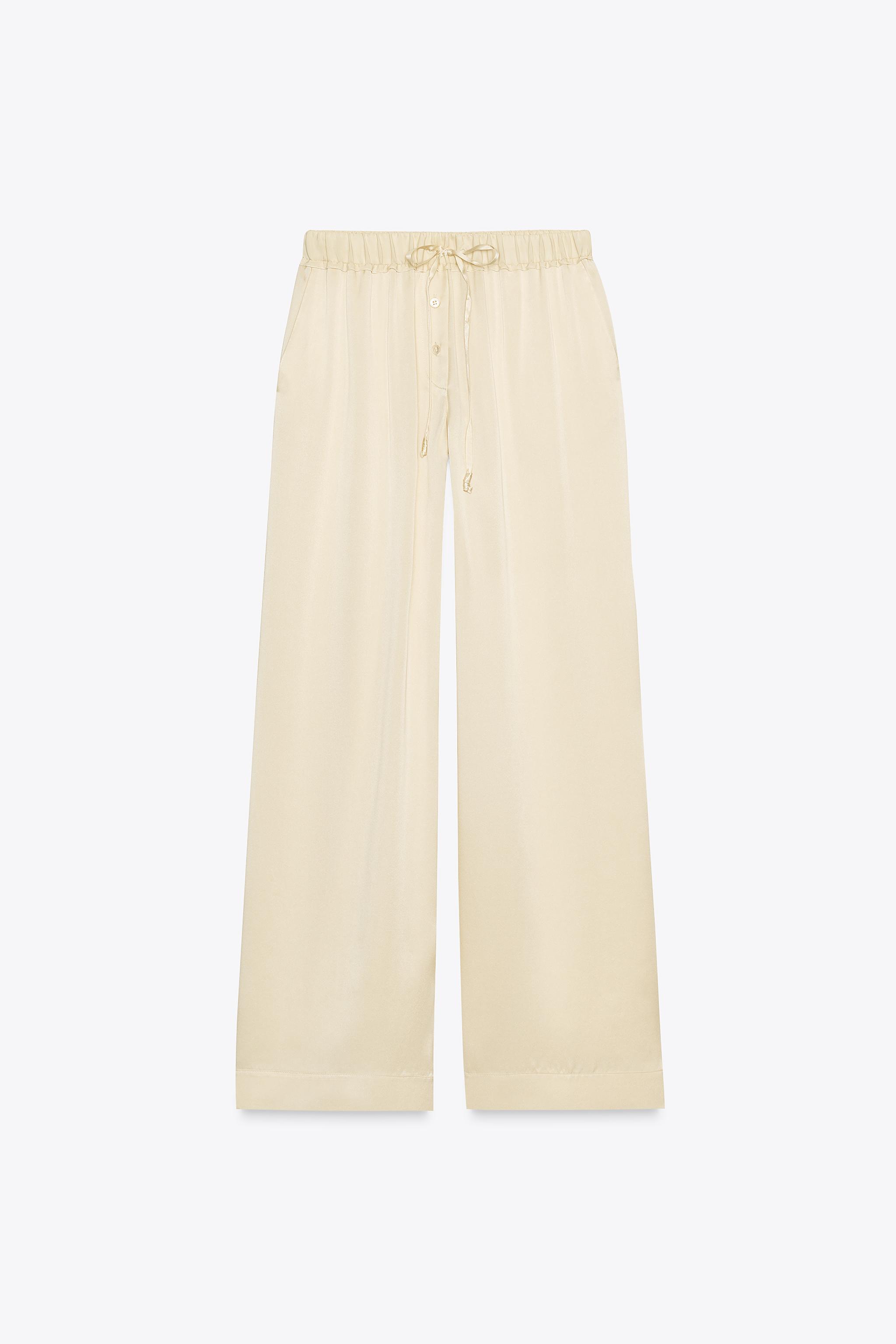 100 İPEK PİJAMA PANTOLON ZW COLLECTION - Bej | ZARA Türkiye