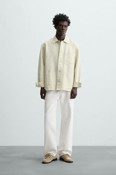 LINEN/COTTON OVERSHIRT - Green by Zara - Image 0