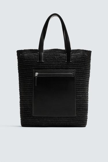 BOLSO SHOPPER TRENZADO - Negro de Zara