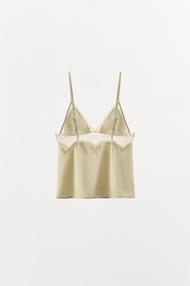 LIMITED EDITION SATIN LACE TOP - Vanilla by Zara - Image 2