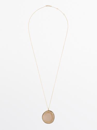 Zara Necklace with translucent stone pendant - 351