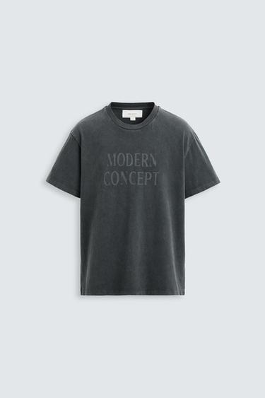 FADED PRINTED T-SHIRT - Anthracite grey by Zara
