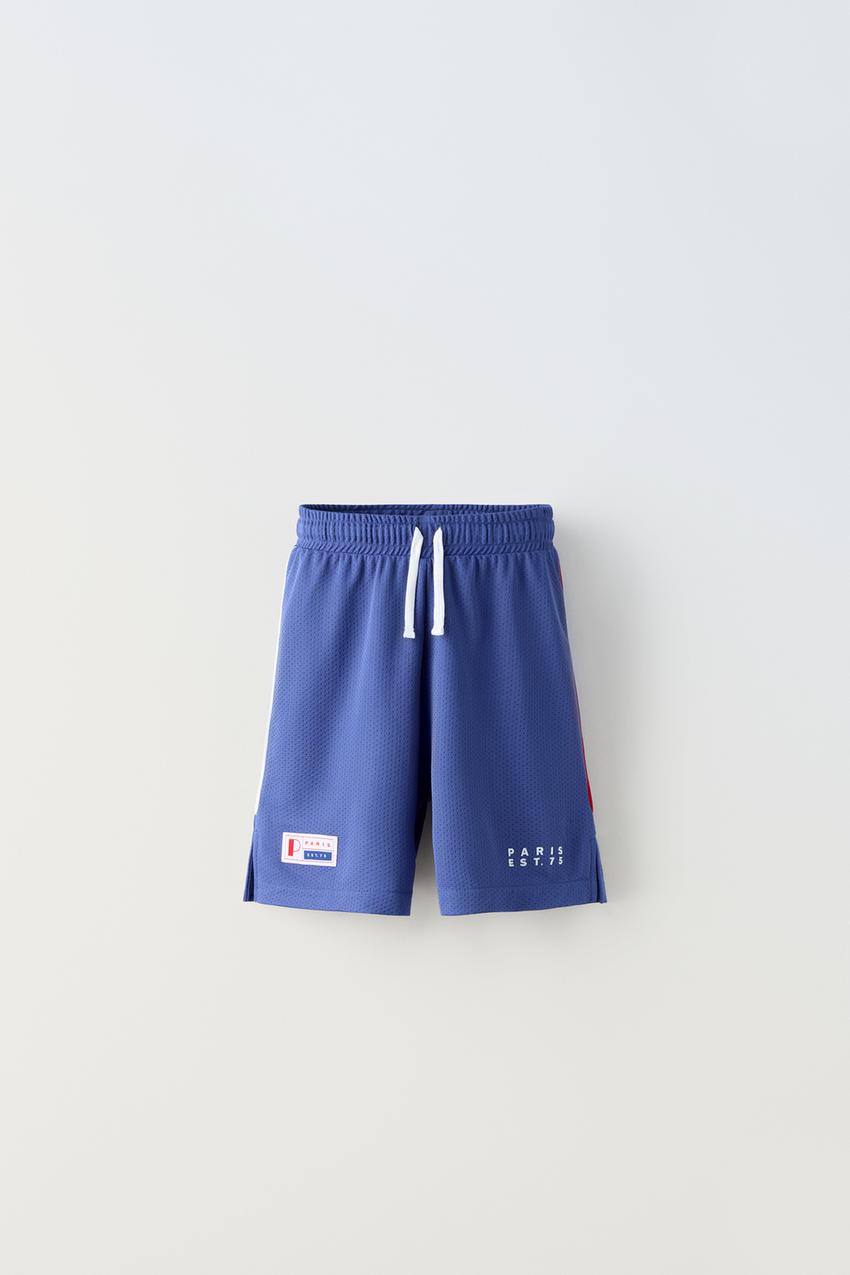 SHORT AVEC LISERÉS PARIS - Bleu | ZARA France