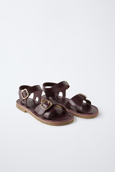 BUCKLED LEATHER SANDALS - Brown by Zara - Image 1