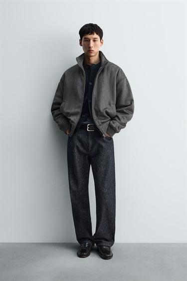 QUILTED FAUX SUEDE JACKET - Anthracite grey by Zara