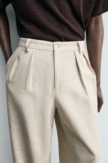 PANTALON COUPE DÉCONTRACTÉE À PLIS - Beige clair de Zara - Image 5