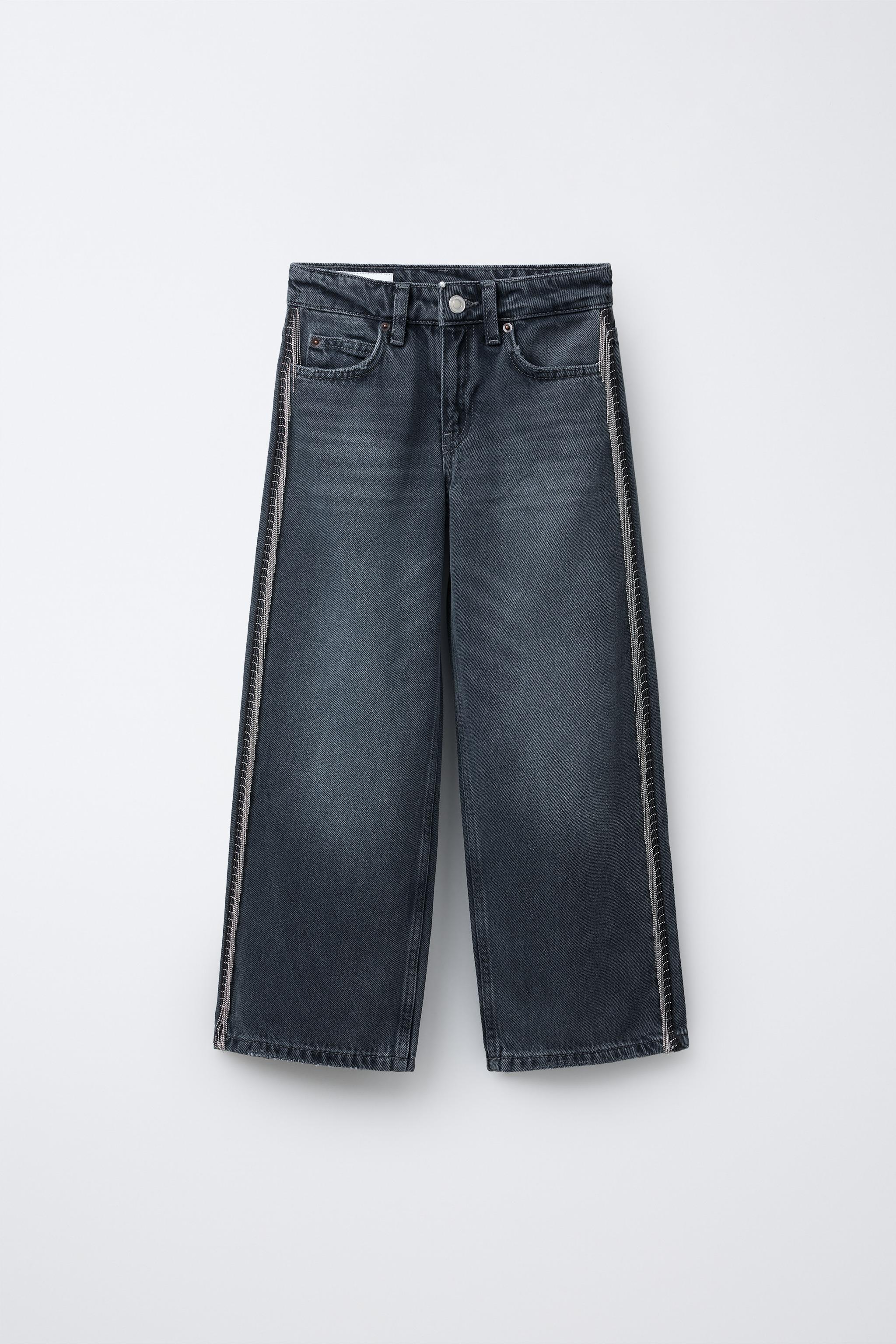 WIDE LEG JEANS WITH SHIMMER FRINGE