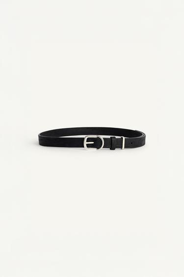 CONTRAST LEATHER BELT - Black by Zara