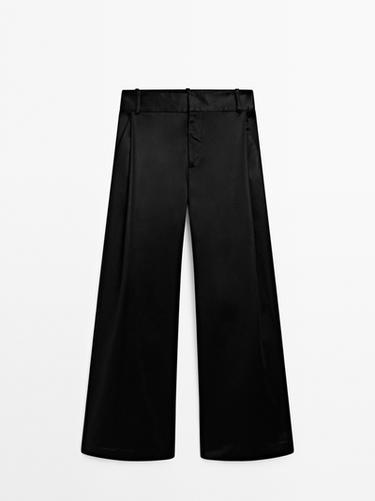 Zara Straight-leg trousers with shiny detail - Studio - Black