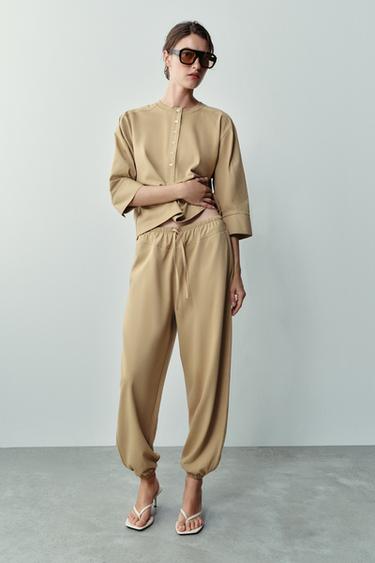 Zara COMBINED JOGGER TROUSERS - taupe brown - Image 0