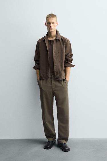 REGULAR FIT JOGGER WAIST TROUSERS - Olive green by Zara